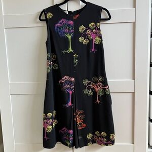 Stella McCartney Psychedelic Garden Neon Forest Shift Dress, size 40 IT/6 US